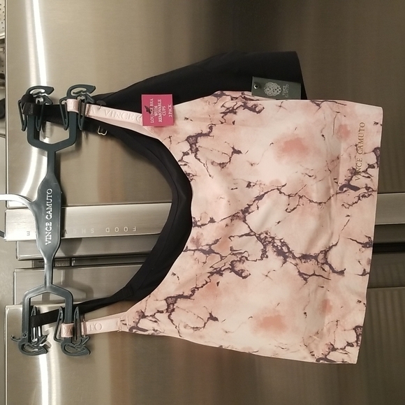 💕VINCE CAMUTO💕 Lounge Bras (2 Pack) Pink Tie-Dye Marble Print & Black S NWT - Picture 1 of 11